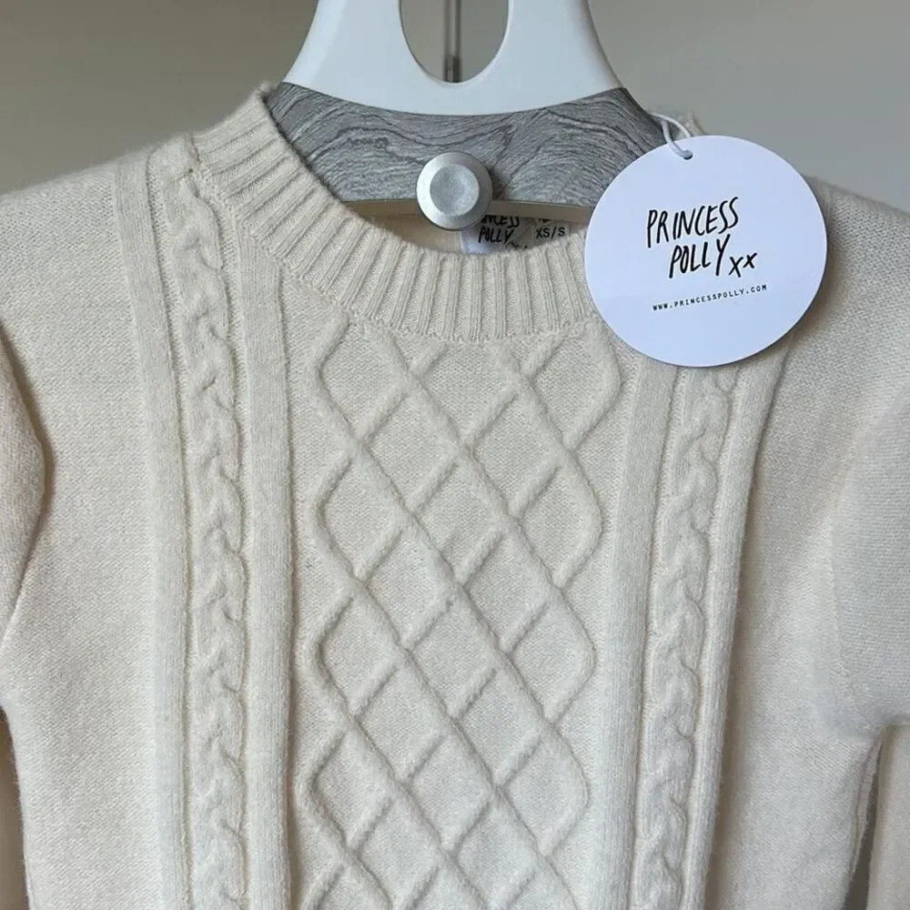 Princess Polly Knit Sweater Dress 'Don't Go Back' Mini in Beige on XS/S